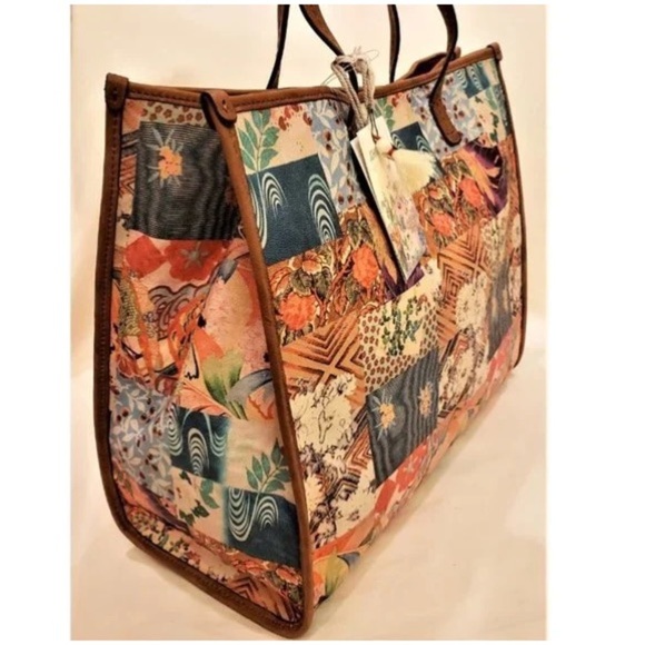 🆕 Johnny Was Grace Iconic Patchwork Tote Bag Tan Leather Iconic Patchwork Design - Picture 15 of 16